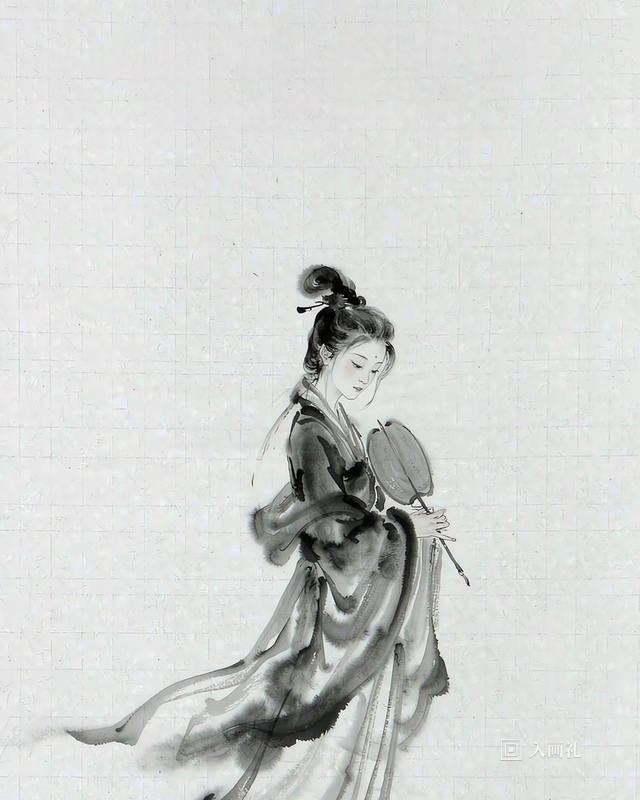 AI art portrait in ink wash style